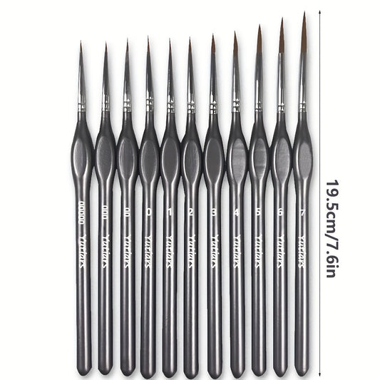 11pcs Micro Brush Set with Gourd Handles - Perfect for Acrylic Art, Miniatures & Modeling - High-Quality Precision Brushes for Artists.