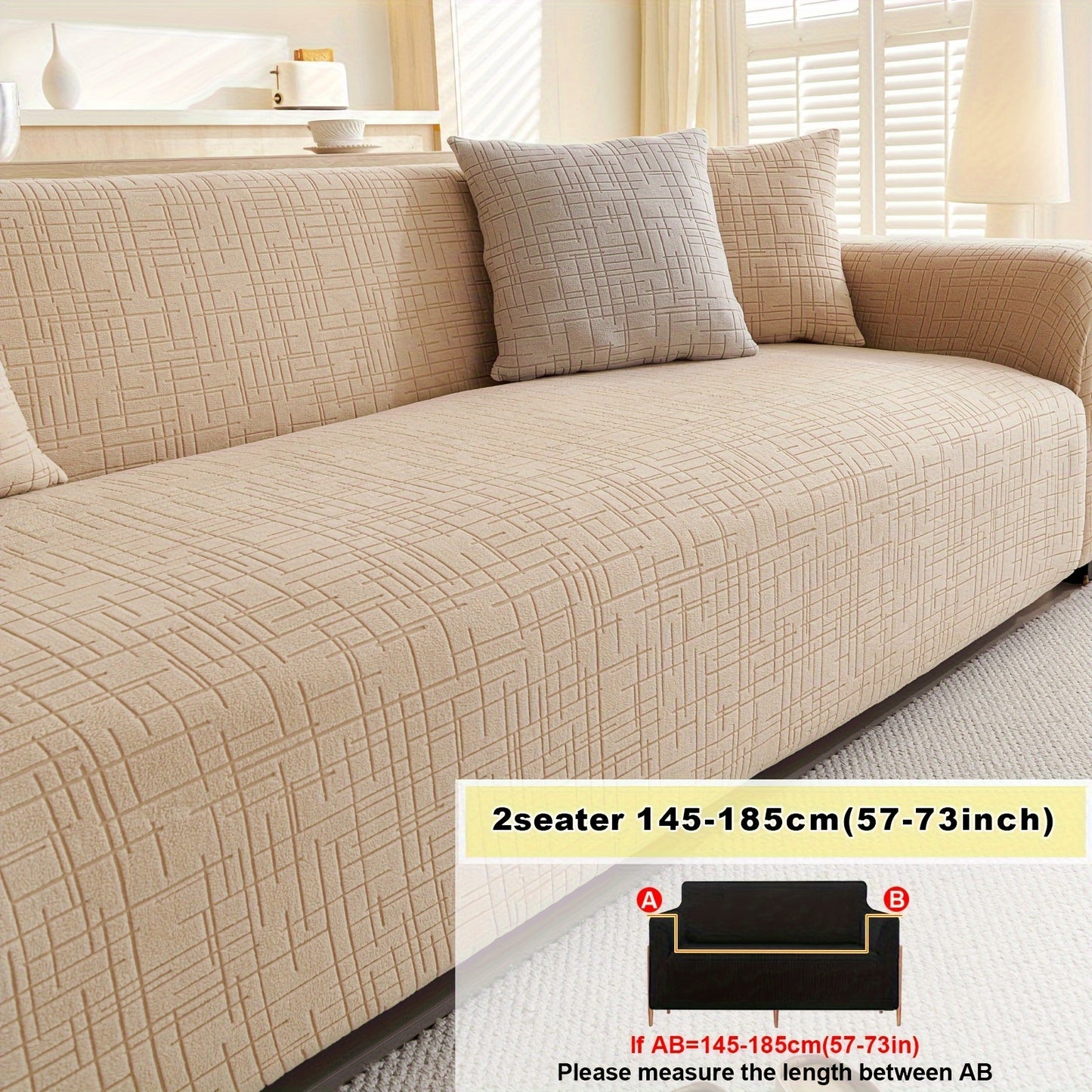 Elastic Fitted Sofa Slipcover made of Polar Fleece Fabric. T-Cushion Design, Machine Washable. Stretch Sofa Cover fits Armchair to 4-Seater Sectional Sofas. Plain Style, No Printing.