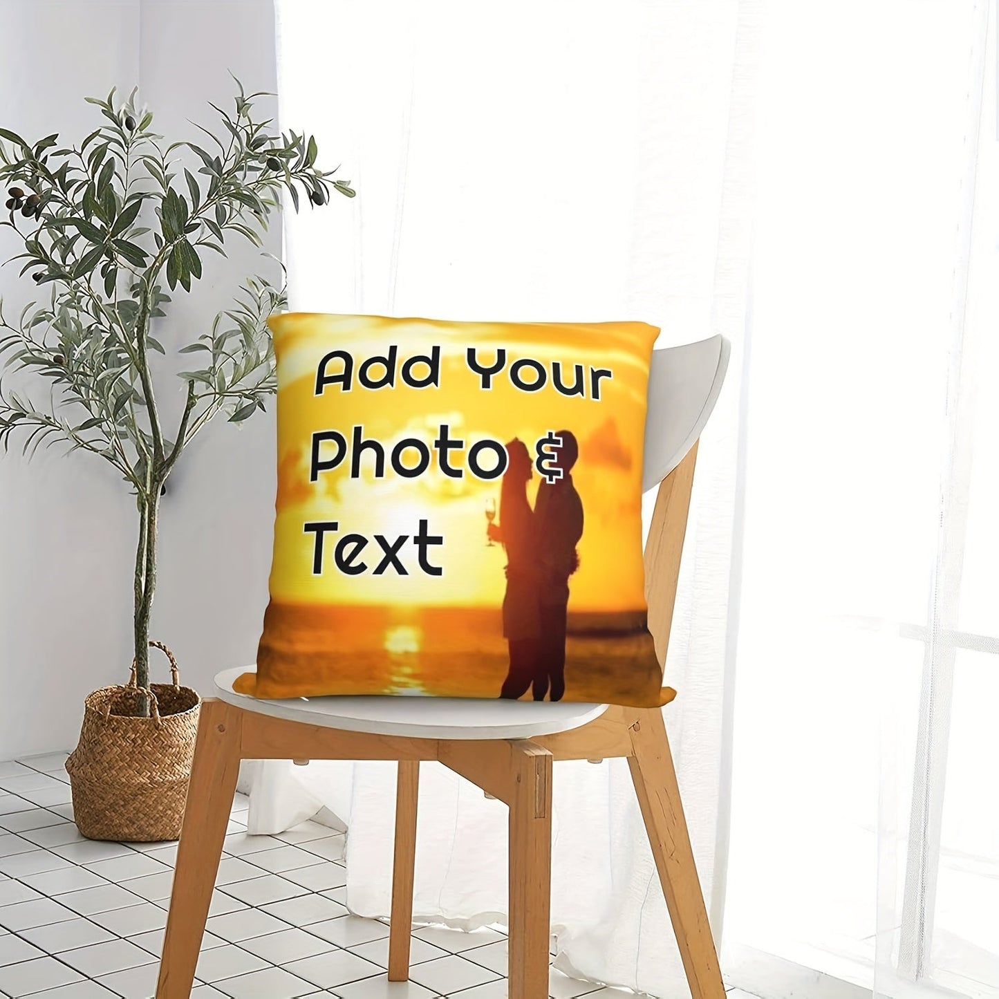 This personalized photo and text pillowcase is the perfect gift for mothers, fathers, and pet lovers. The 45.72x45.72 cm pillow cover is customizable with your choice of photos and text. Made from knit fabric with a cozy polyester fill, this plush throw