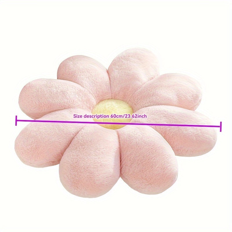 Soft faux fur flower pillow, suitable for home or office decor, machine washable, 60cm/23.62in diameter.